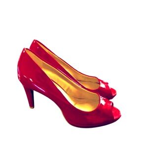Bandolino Red Peep-Toe Heels